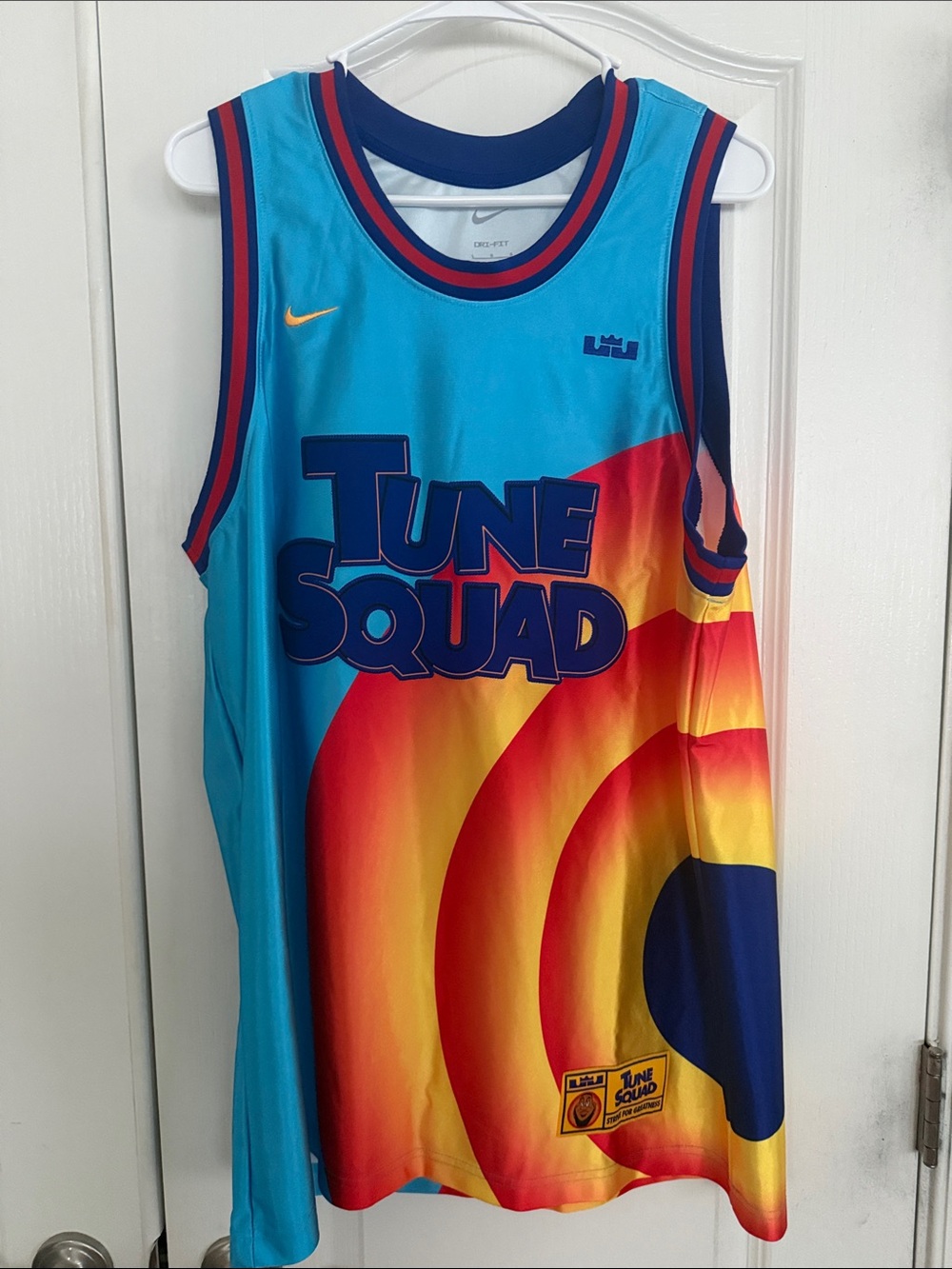 Nike Tune Squad #6 LeBron James Jersey - Bright Teal with Red & Yellow Gradient
